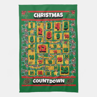 Paño De Cocina Calendario de Adviento de Navidad con Cuenta Regre