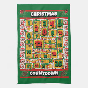 Paño De Cocina Calendario de Adviento de Navidad con cuenta regre