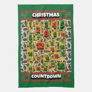 Paño De Cocina Calendario de Adviento de Navidad con cuenta regre