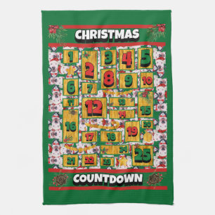 Paño De Cocina Calendario de Adviento de Navidad con Cuenta Regre