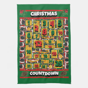 Paño De Cocina Calendario de Adviento de Navidad Cuenta atrás de 