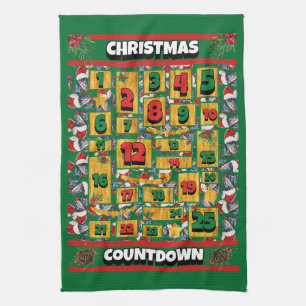 Paño De Cocina Calendario de Adviento de Navidad Cuenta atrás par