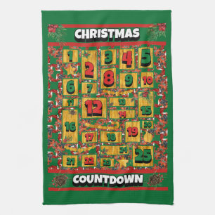 Paño De Cocina Calendario de Adviento de Navidad Cuenta atrás par