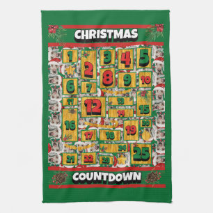 Paño De Cocina Calendario de Adviento de Navidad Cuenta atrás Wei