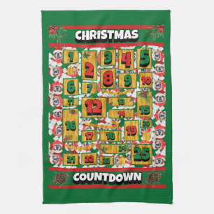 Paño De Cocina Calendario de Adviento de Navidad Cuenta Regresiva