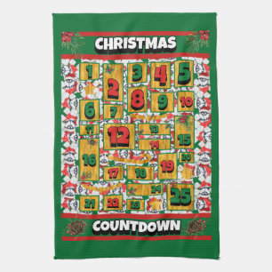 Paño De Cocina Calendario de Adviento de Navidad de Cuenta Regres