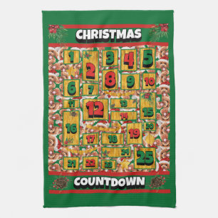 Paño De Cocina Calendario de Adviento de Navidad de Cuenta Regres