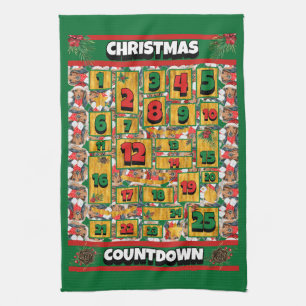 Paño De Cocina Calendario de Adviento de Navidad de Cuenta Regres