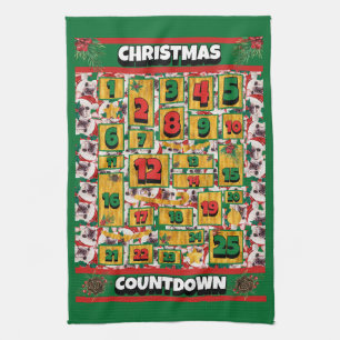 Paño De Cocina Calendario de Adviento de Navidad de French Bulldo