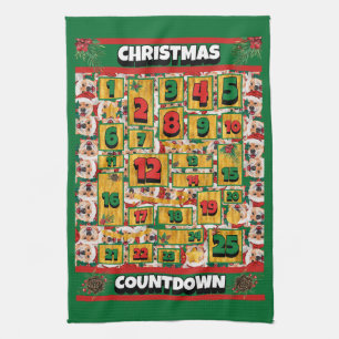 Paño De Cocina Calendario de Adviento de Navidad de Shibas Inu Cu