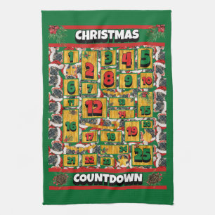 Paño De Cocina Calendario de Adviento de Navidad Pug Countdown pa