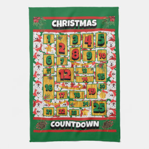 Paño De Cocina Calendario de Adviento de Navidad Samoyed Countdow