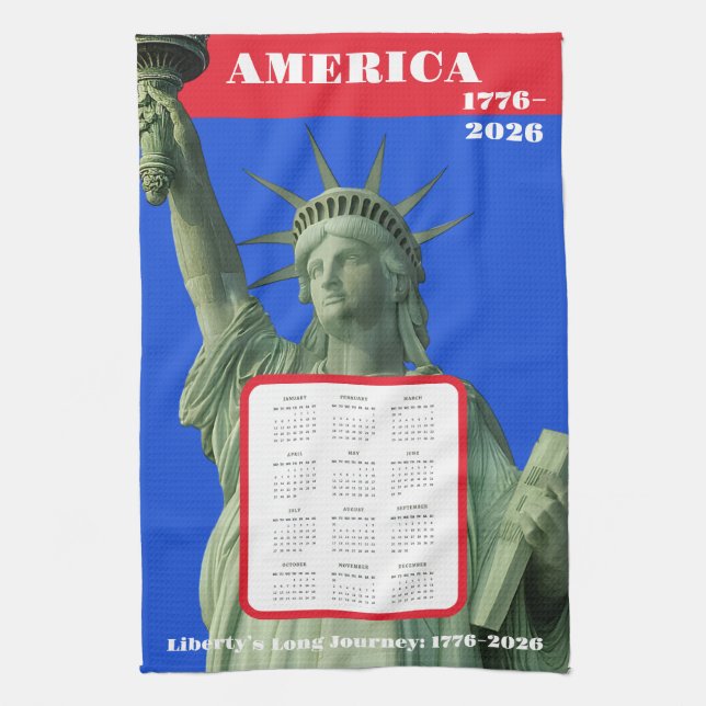 Paño De Cocina Calendario de Aniversario de la Libertad 1776-2026 (Vertical)