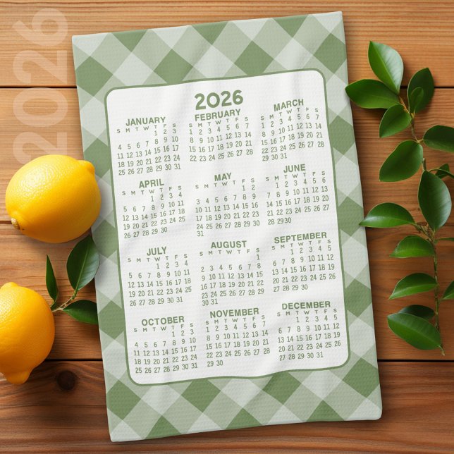 Paño De Cocina Calendario de Año Completo - Cheque de Casa Blanca (2026 Calendar)
