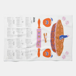 Paño De Cocina Calendario de Apple Pie 2026 de Folk Art Cottageco