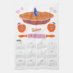 Paño De Cocina Calendario de Apple Pie 2026 de Folk Art Cottageco
