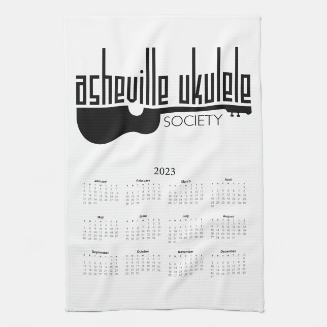 Paño De Cocina Calendario de Asheville Ukulele Society 2023 (Vertical)