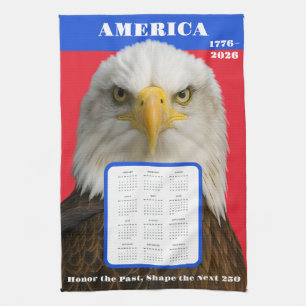 Paño De Cocina Calendario de Bald Eagle 2026 - Arte casero patrió
