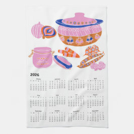 Paño De Cocina Calendario de castellano de arte popular de Cottag