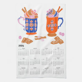 Paño De Cocina Calendario de chocolate caliente de 2026 en artesa