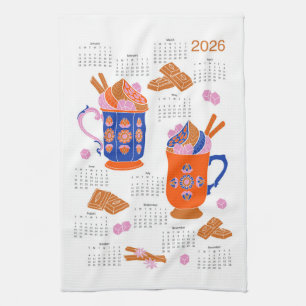 Paño De Cocina Calendario de chocolate caliente de 2026 en artesa