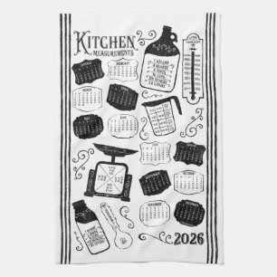 Paño De Cocina Calendario de conversiones de cocina 2026