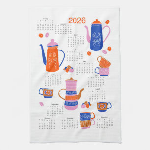 Paño De Cocina Calendario de Descanso de Café de Arte Popular de 