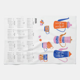 Paño De Cocina Calendario de Descanso de Café de Arte Popular de 