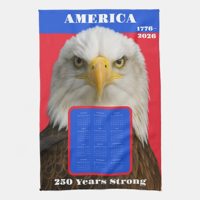 Paño De Cocina Calendario de Eagle 2026 - 250 años de América (Vertical)