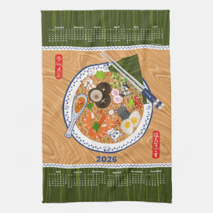 Paño De Cocina Calendario de Funny Ramen Noodle Bowl 2026