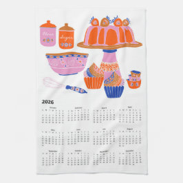 Paño De Cocina Calendario de hornear Cottagecore de Arte Popular 