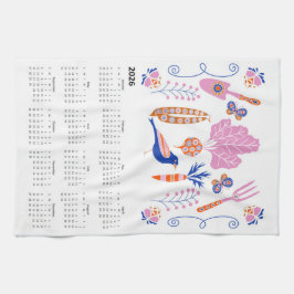 Paño De Cocina Calendario de la parcela vegetal de Cottagecore de