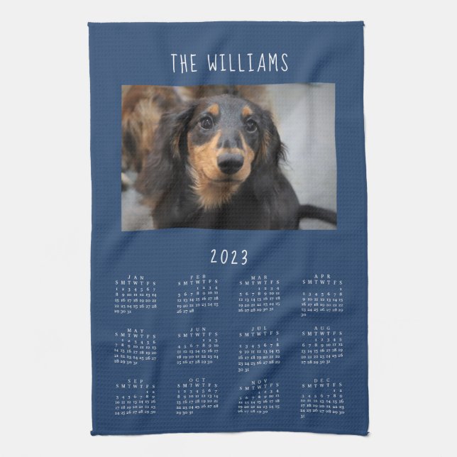 Paño De Cocina Calendario de Mascota de personalizados Foto 2023 (Vertical)