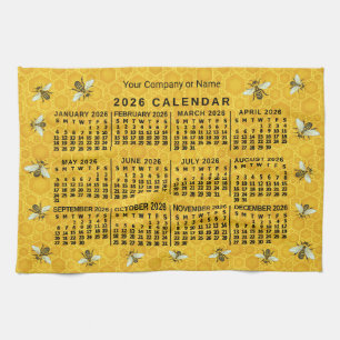 Paño De Cocina Calendario de miel de abeja de colmena de apiario 