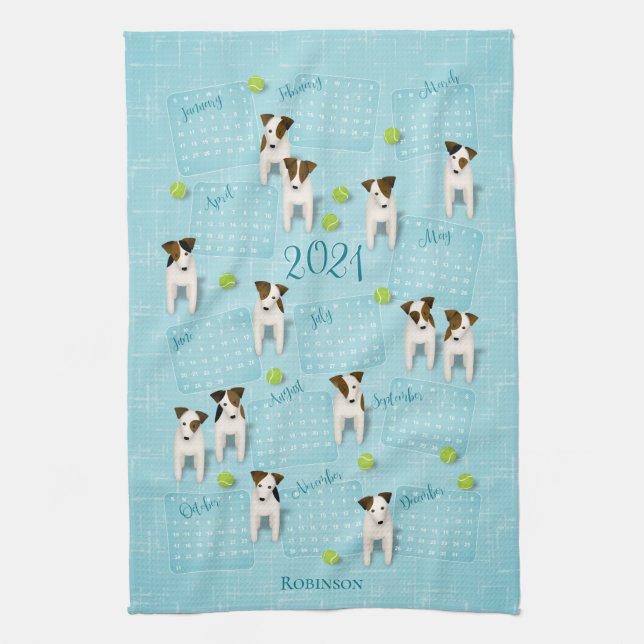 Paño De Cocina Calendario de Parson Jack Russell Terriers 2021 (Vertical)