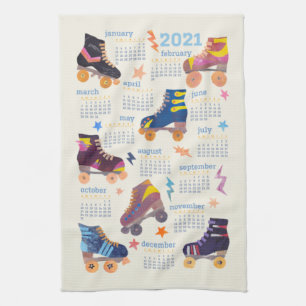 Paño De Cocina Calendario de patinaje sobre ruedas nostalgia de l