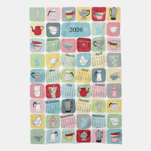 Paño De Cocina Calendario del café atómico retro 2026