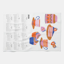 Paño De Cocina Calendario del té de la tarde de 2026 de Folk Art 