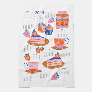 Paño De Cocina Calendario del té de la tarde de 2026 de Folk Art 