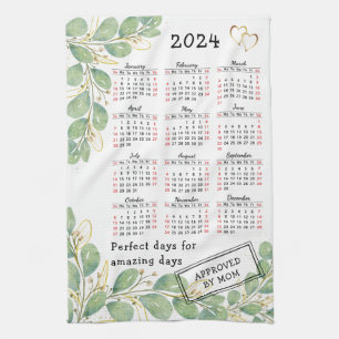 Paño De Cocina Calendario Elegante Personalizado Eucalyptus 2024