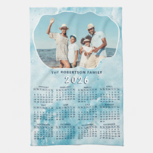 Paño De Cocina Calendario fotográfico Verde azulado personalizado