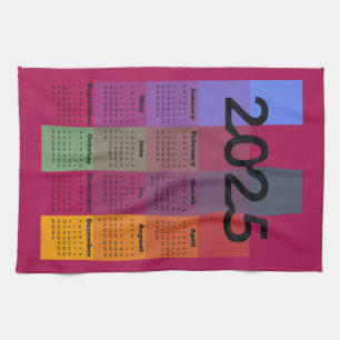 Paño De Cocina Calendario Geométrico Moderno 2025