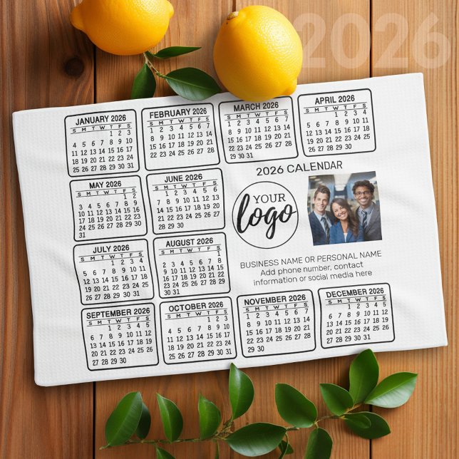 Paño De Cocina Calendario - logotipo, negocio de la fotografía (2026 Calendar)