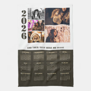 Paño De Cocina Calendario Moderno 2026 Tarjeta de Iman de Collage