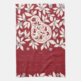 Paño De Cocina Calendario Partridge Pear Tree 2026 - Crema