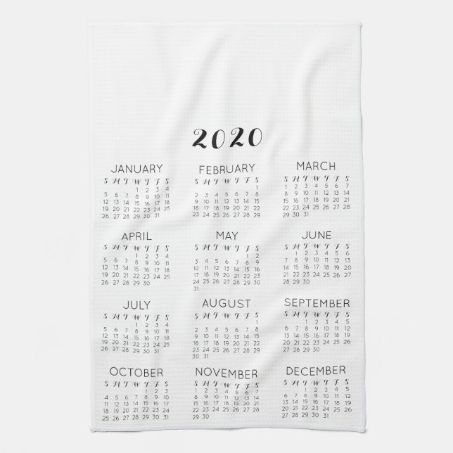 Paño De Cocina Calendario personalizado 2020 DIY de la foto (Vertical)