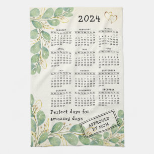 Paño De Cocina Calendario Rústico Personalizado Eucalyptus 2024