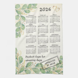 Paño De Cocina Calendario Rústico Personalizado Eucalyptus 2026