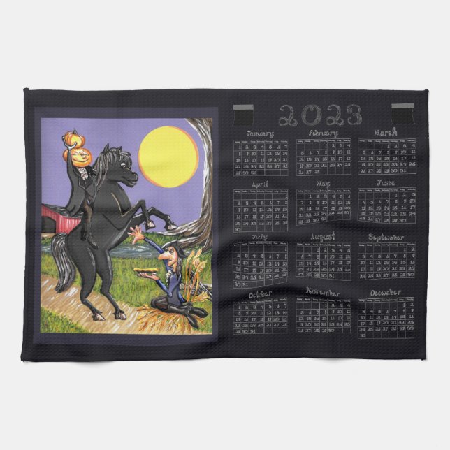 Paño De Cocina Calendario Sleepy Hollow Headless Horseman 2023 (Horizontal)