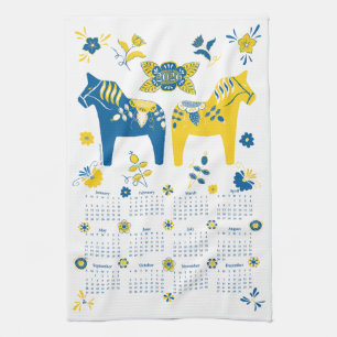 Paño De Cocina Calendario Sueco de Caballo de Dala 2026